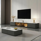 Living Room Grey Stone Long TV Stand with Drawers & Cabinet
