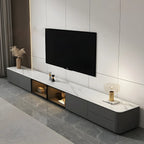 Living Room Grey Stone Long TV Stand with Drawers & Cabinet