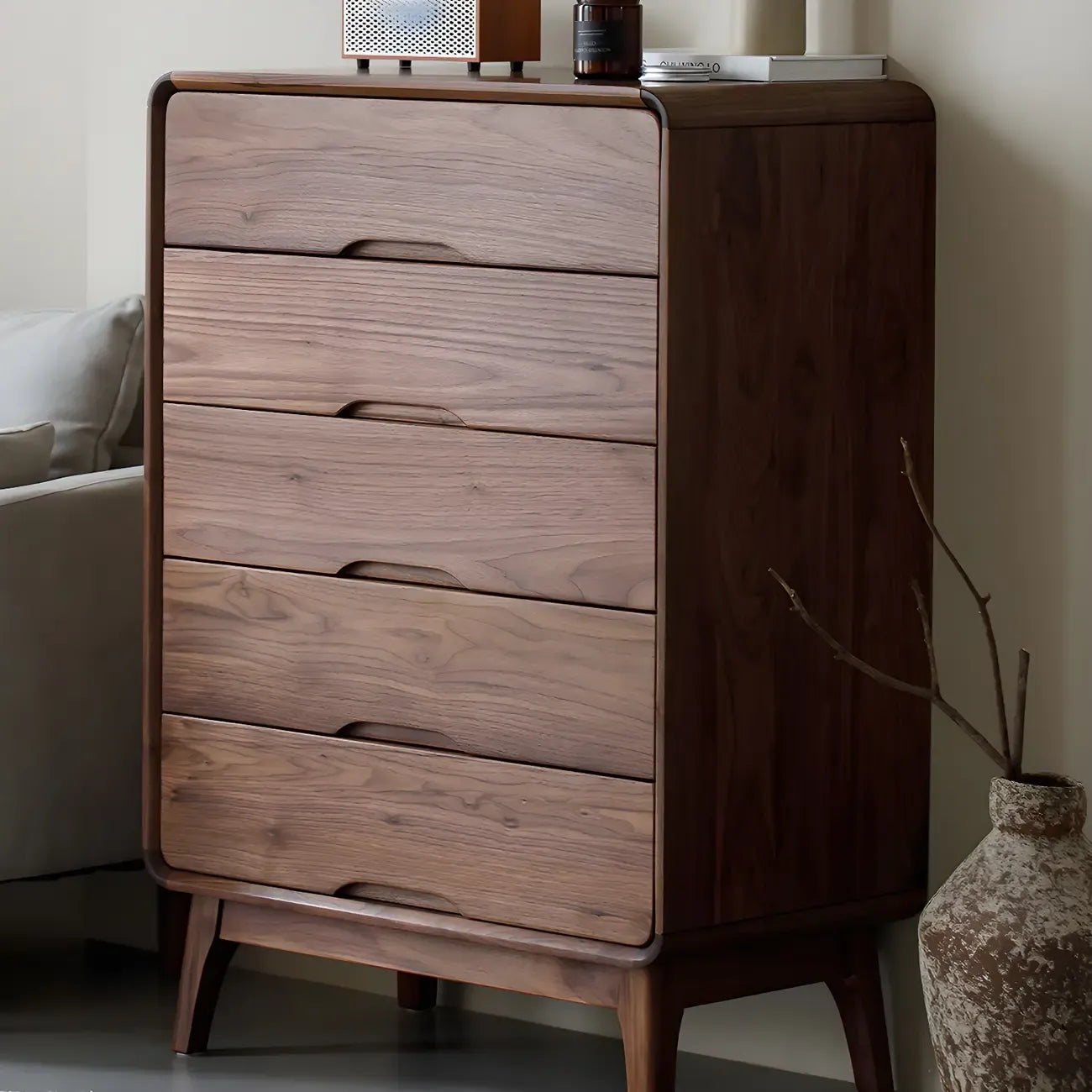Vintage Solid Wood Dark Walnut Dressers & Chests for Bedroom