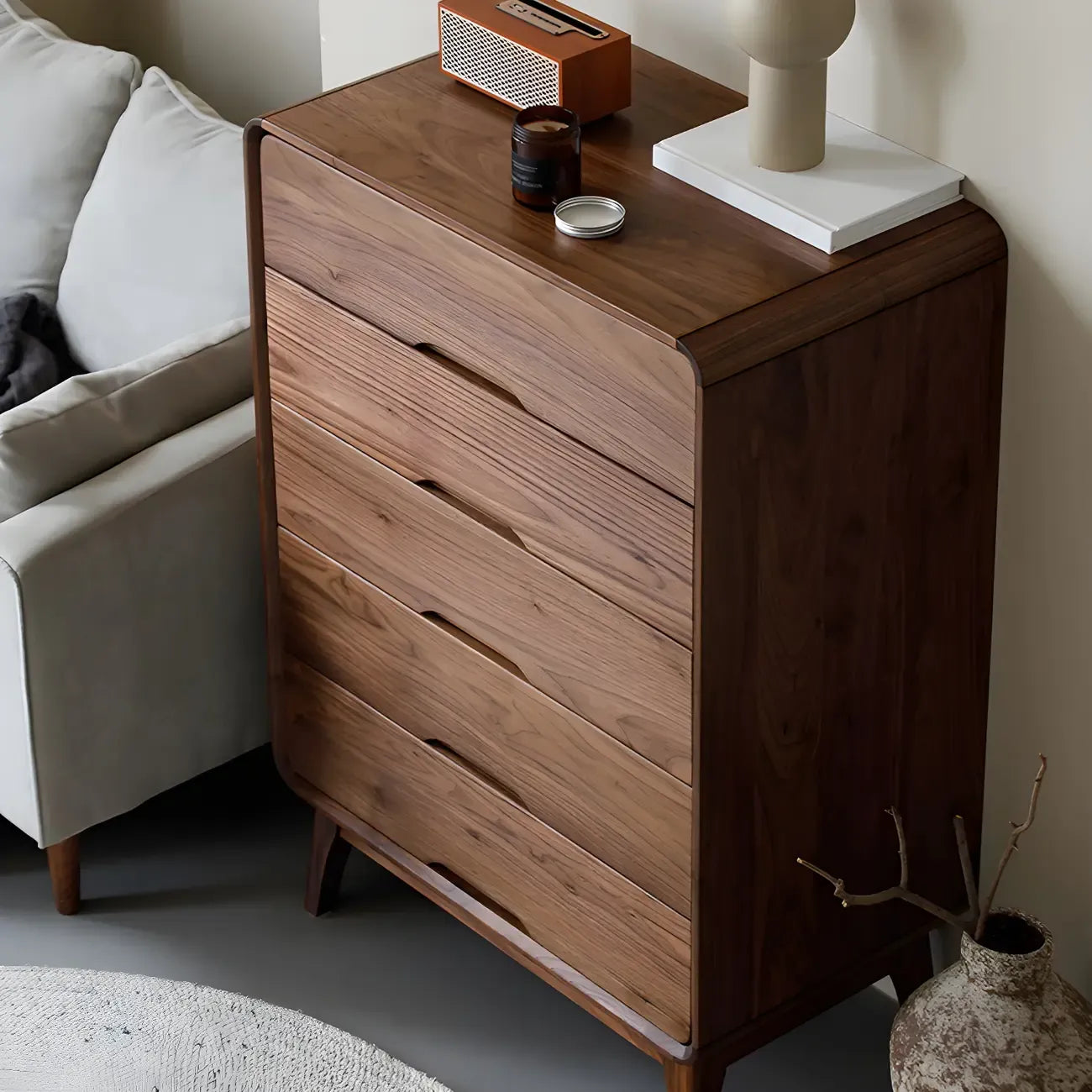 Vintage Solid Wood Dark Walnut Dressers & Chests for Bedroom