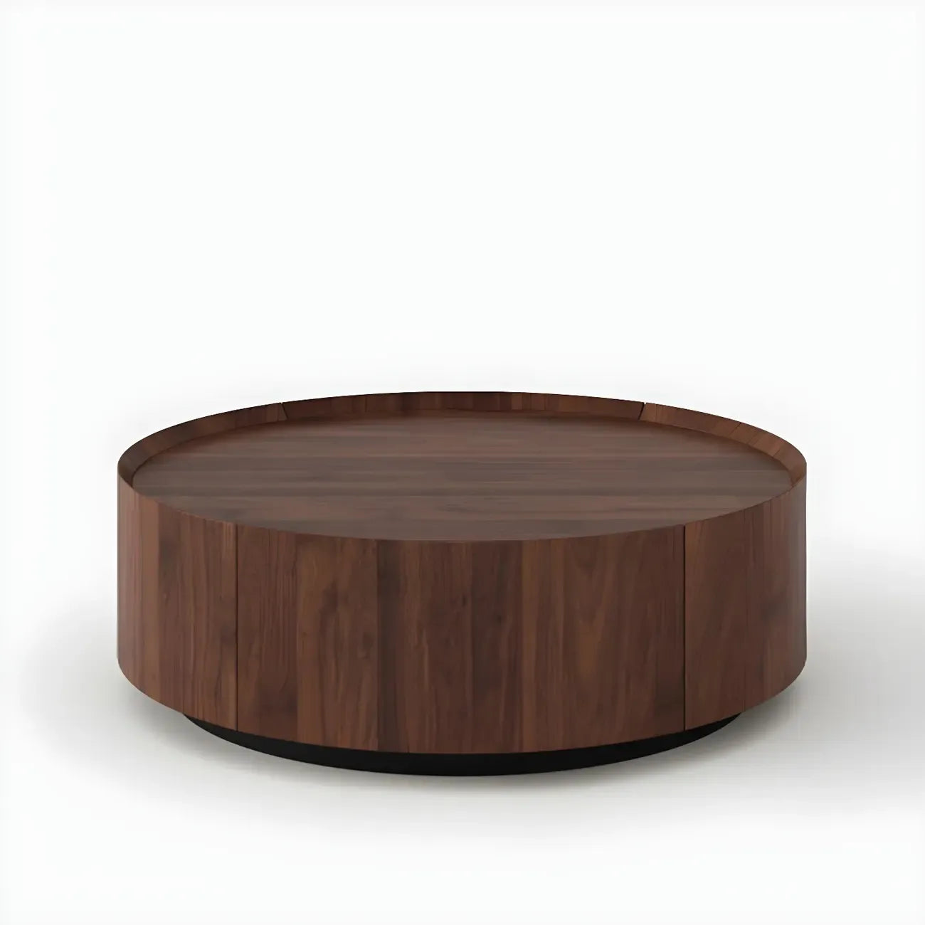 Brown Modern Stylish Round Wood Drawer Coffee Table