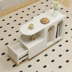 Free Form Rectangular Wood Mobile End Table White
