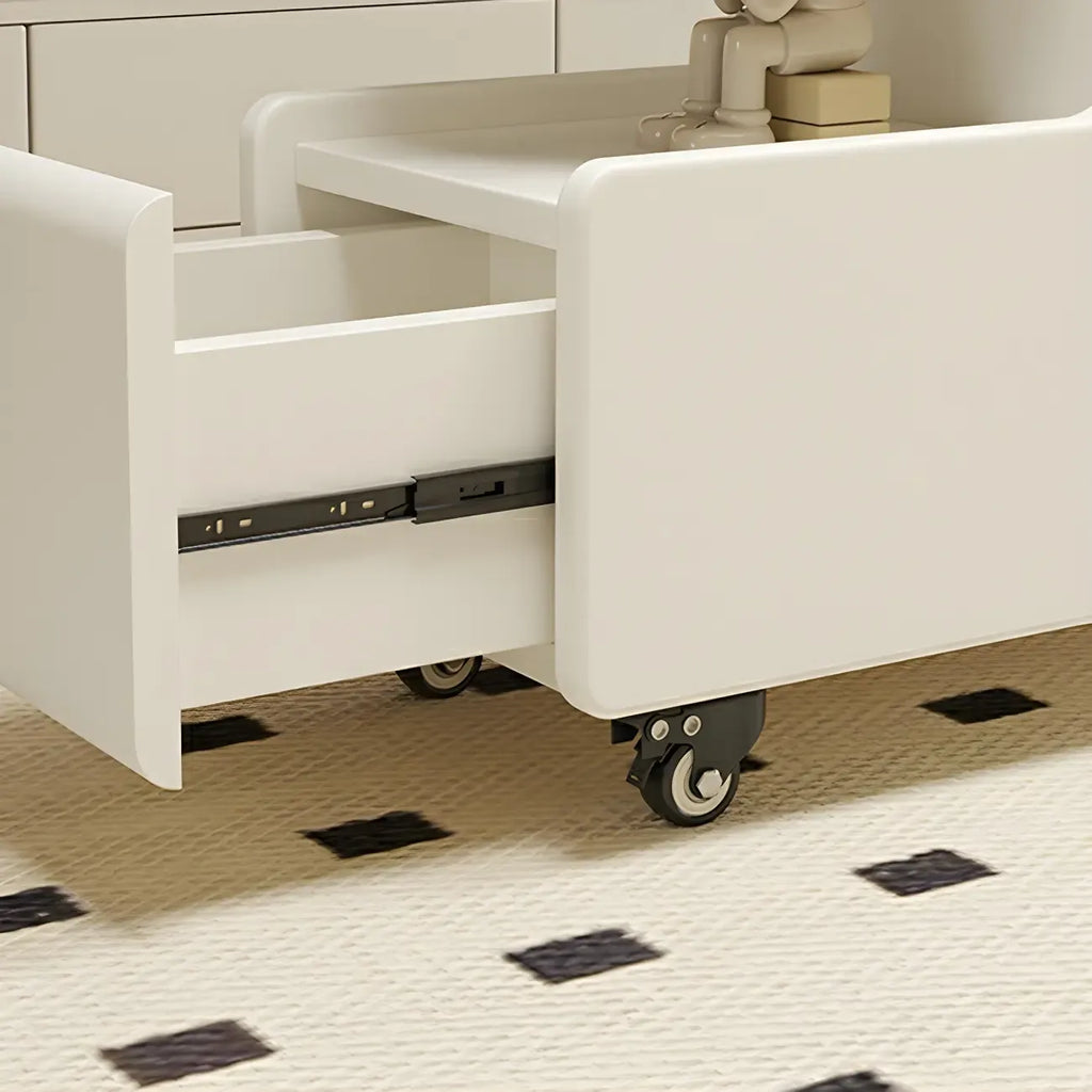 Free Form Rectangular Wood Mobile End Table White