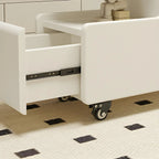 Free Form Rectangular Wood Mobile End Table White