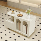 Free Form Rectangular Wood Mobile End Table White