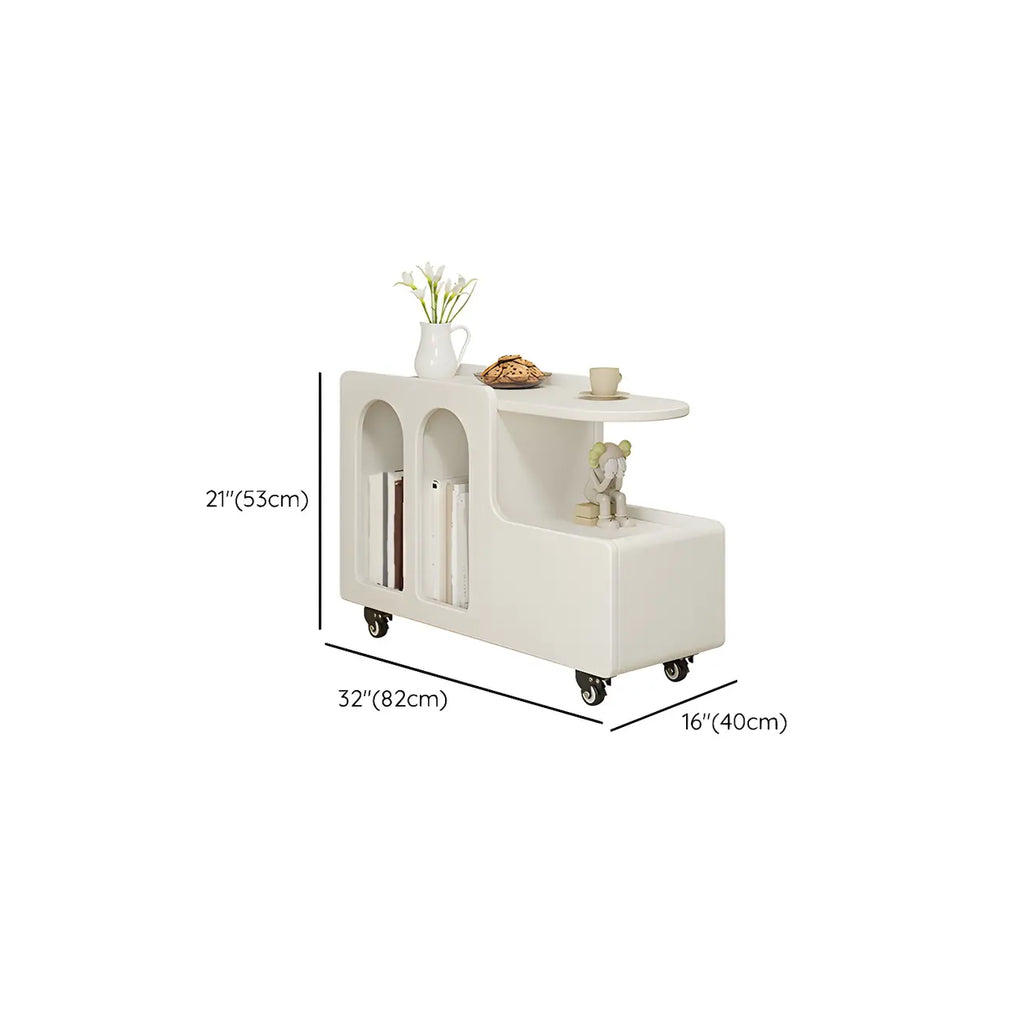 Free Form Rectangular Wood Mobile End Table White