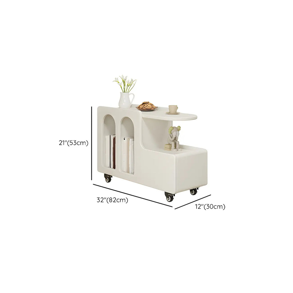 Free Form Rectangular Wood Mobile End Table White