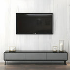4-Drawer Elegant Grey Long Wooden TV Stand with Legs