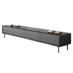 4-Drawer Elegant Grey Long Wooden TV Stand with Legs