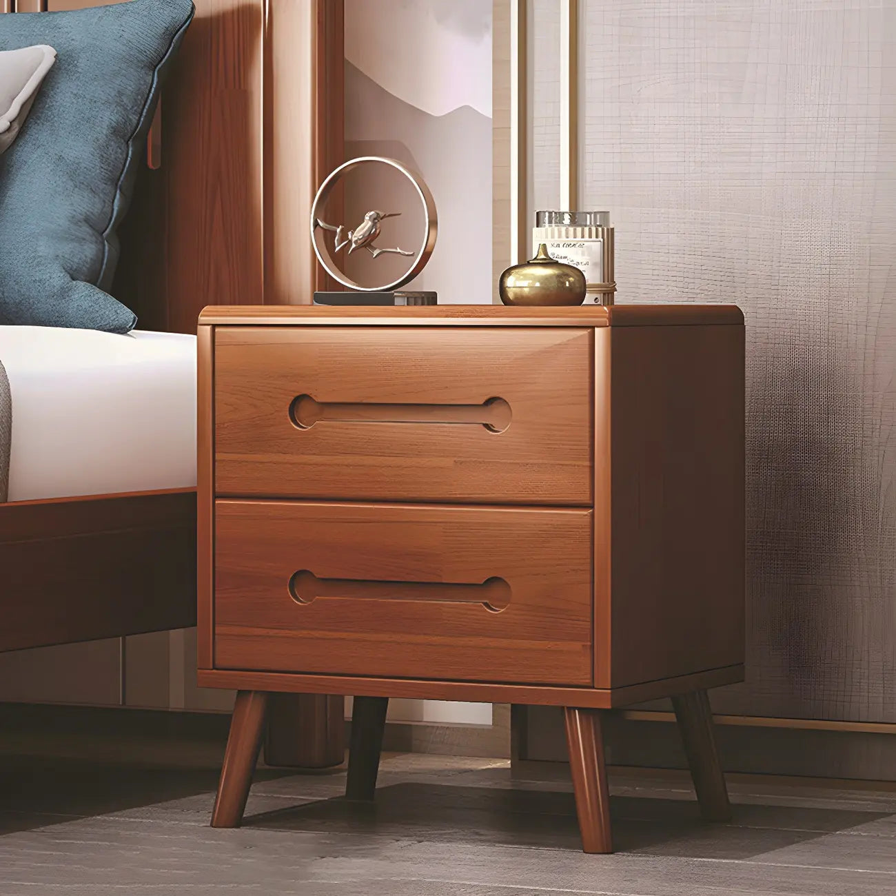 Scandinavian Drawer Storage Wooden 2 drawer Nightstand