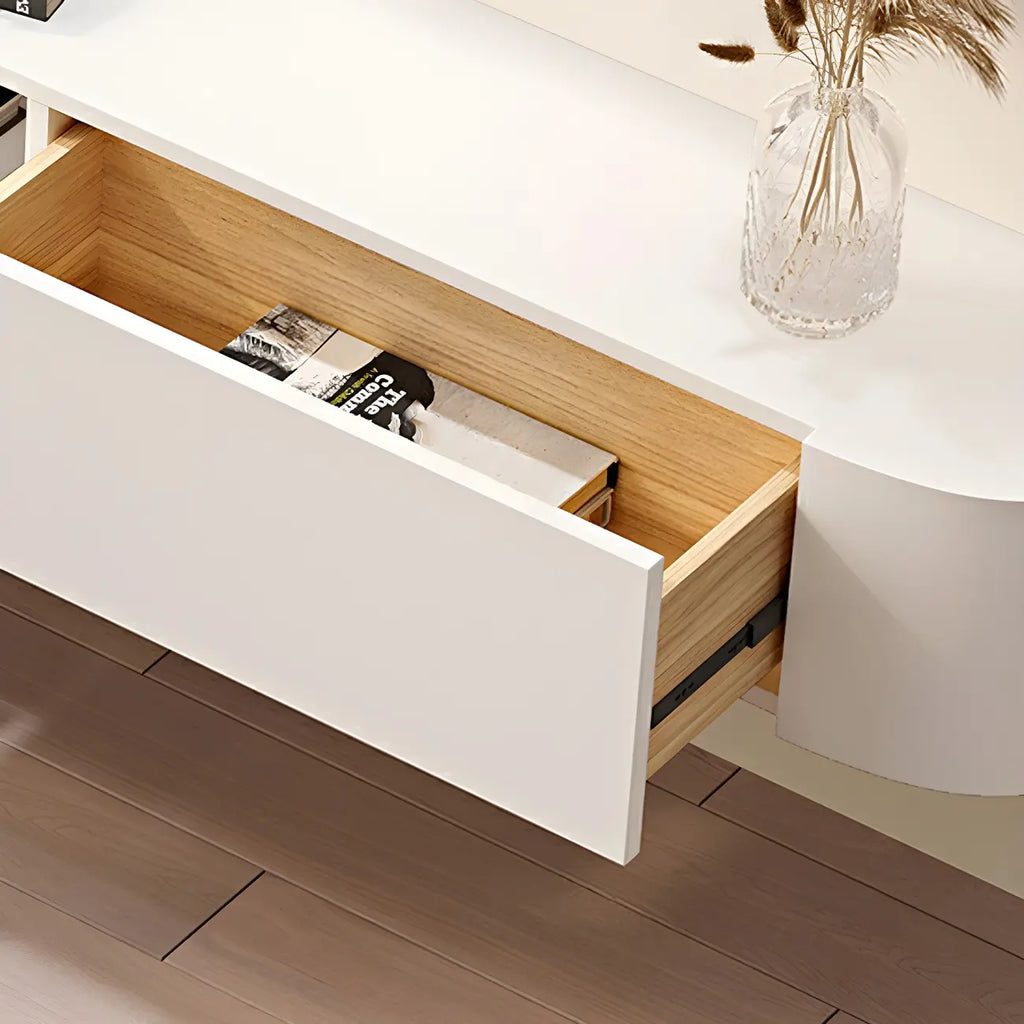 87 Black Modern Oak Wood Storage Floating TV Stand