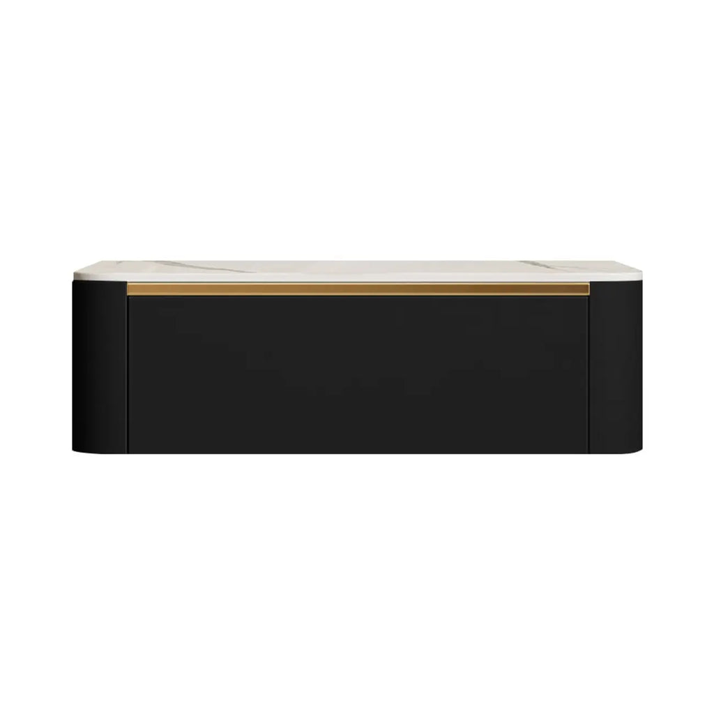 Modern Wood Stone Top Floating Nightstand with Drawer