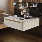 Modern Wood Stone Top Floating Nightstand with Drawer