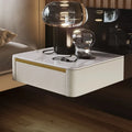 Modern Wood Stone Top Floating Nightstand with Drawer