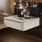 Modern Wood Stone Top Floating Nightstand with Drawer